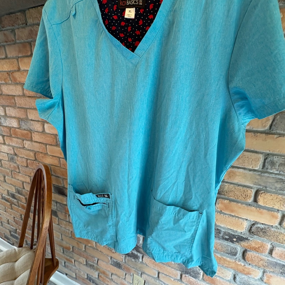 KOI Basics Teal V-Neck Medical Scrub Top